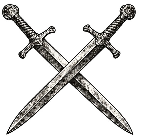Engraved crossed swords