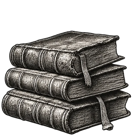Engraved stack of books